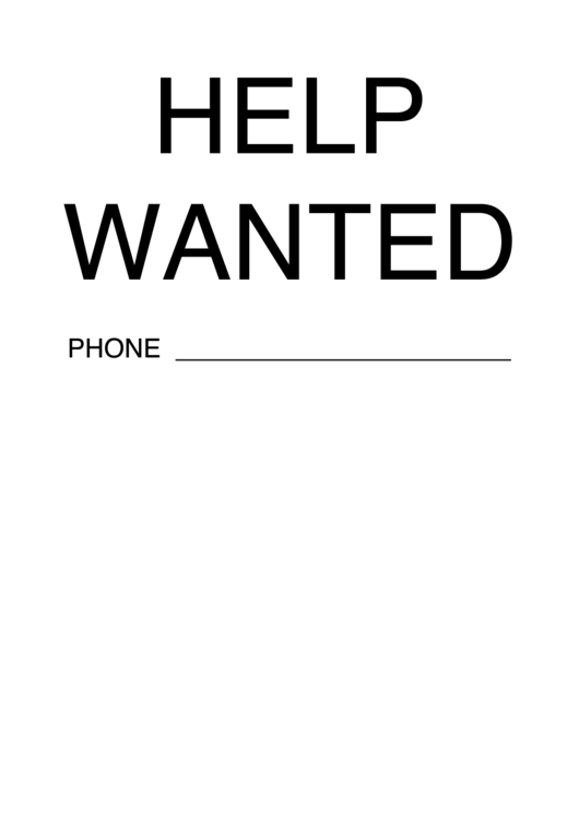 Help Wanted Phone Sign Printable pdf