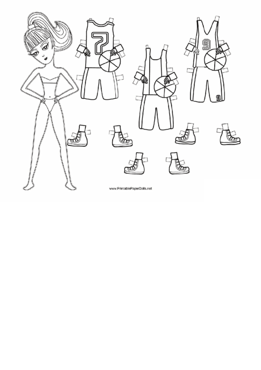 Basketball Girl Paper Doll Coloring Pages Printable pdf