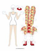 Female Clown Paper Doll To Color