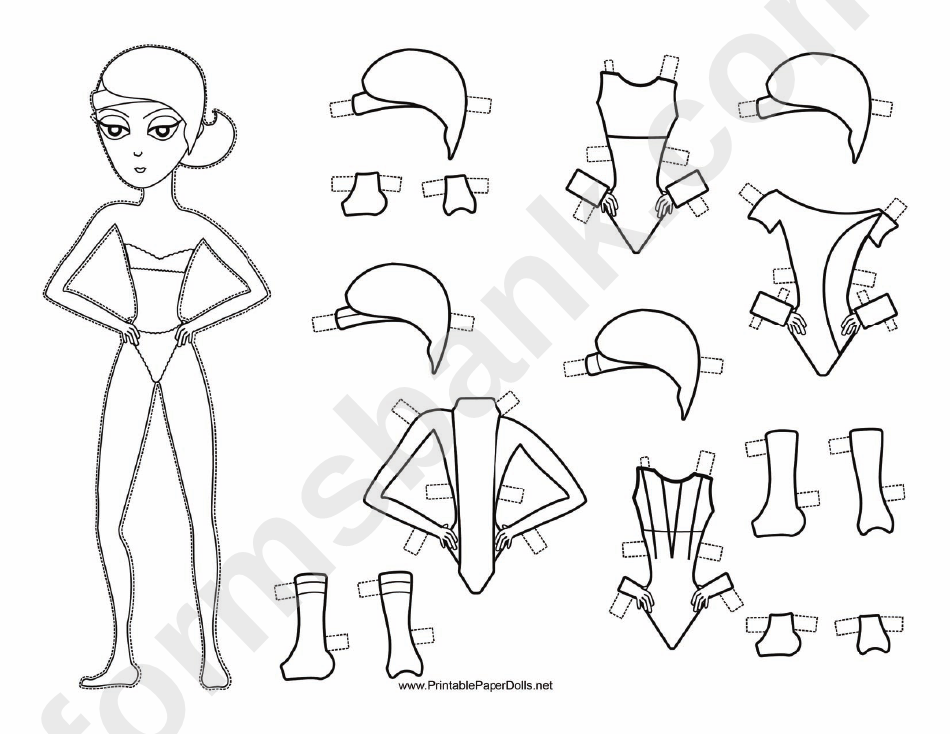 Beach Party Paper Doll Coloring Pages