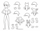 Beach Party Paper Doll Coloring Pages