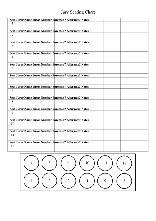 Jury Seating Chart Printable pdf