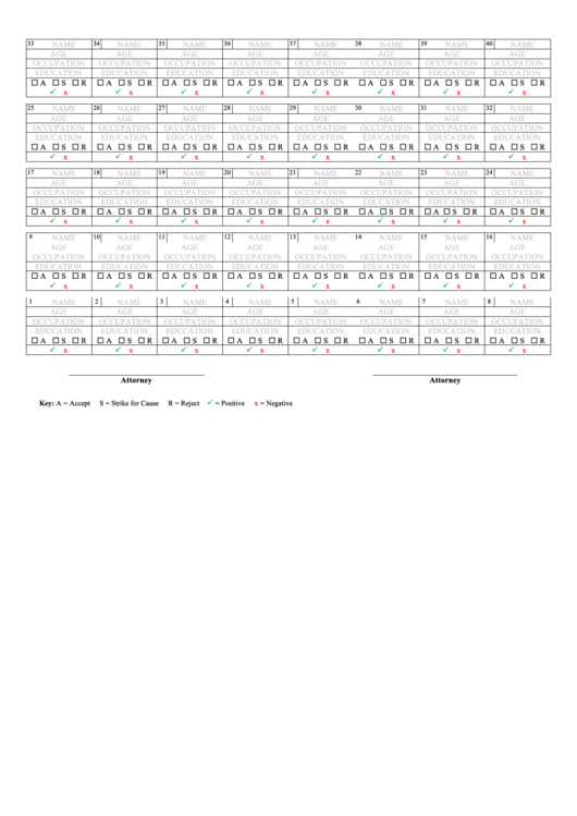 Jury Selection Pool Seating Chart Printable pdf