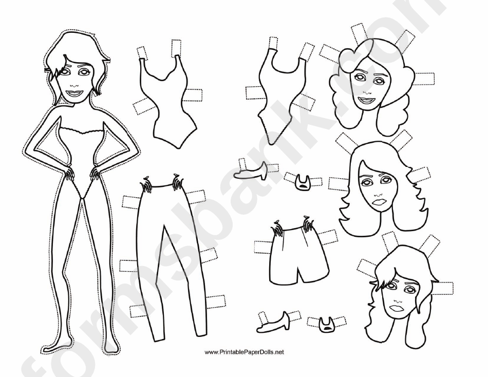 Beach Party 2 Paper Doll Coloring Pages