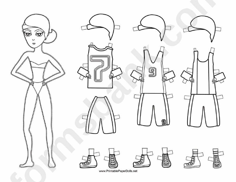 Baseball Paper Doll Coloring Pages
