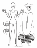 Female Clown Paper Doll Coloring Pages