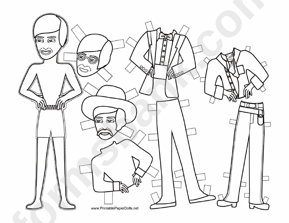 Wild West Paper Doll Coloring Pages