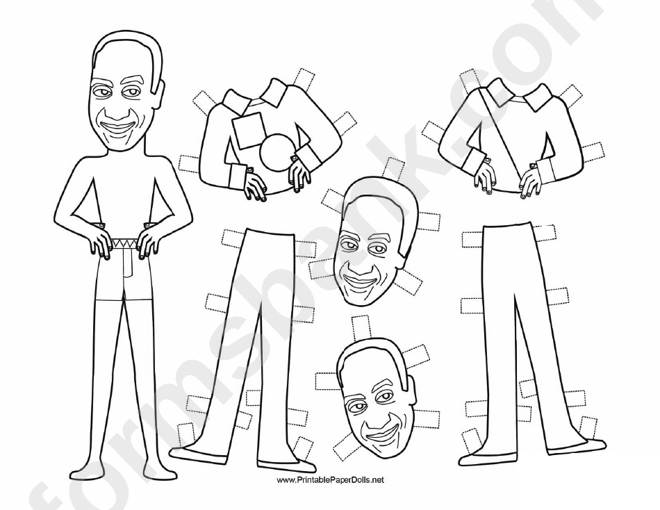 Big Hands Paper Doll Coloring Pages