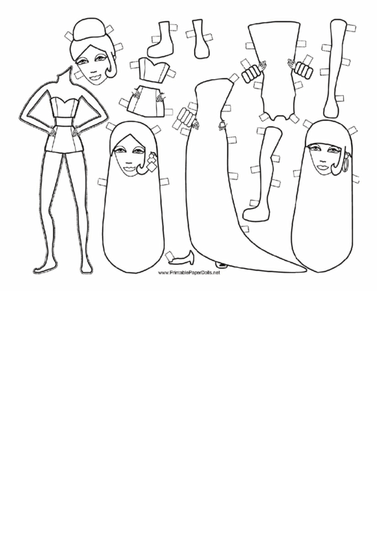 Multicultural Paper Doll Coloring Pages