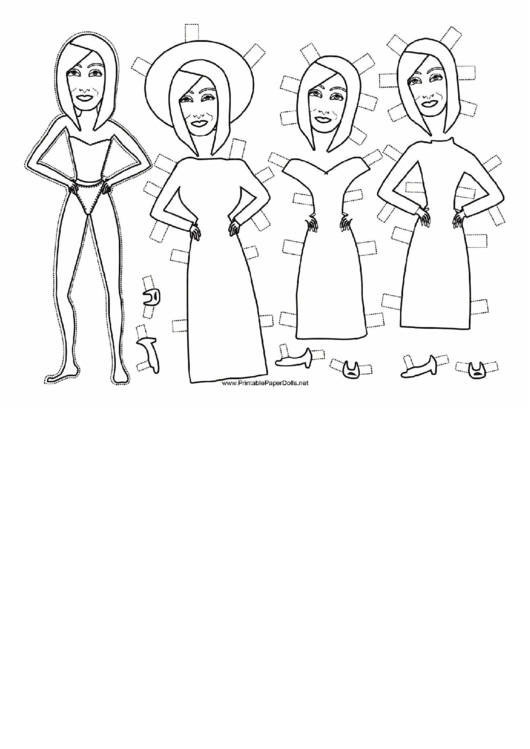 Dresses Paper Doll Coloring Pages Printable pdf