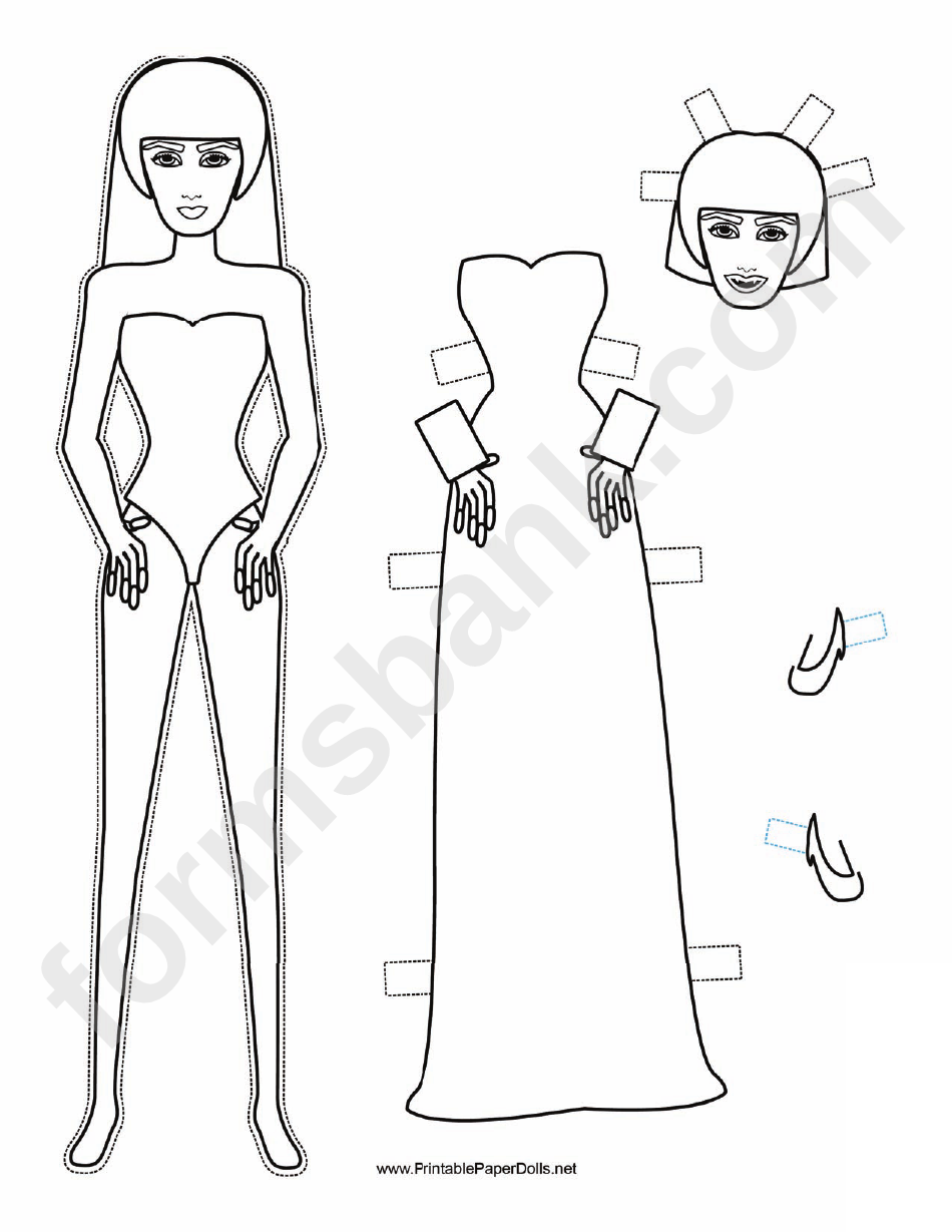 Long Dress Paper Doll Coloring Pages