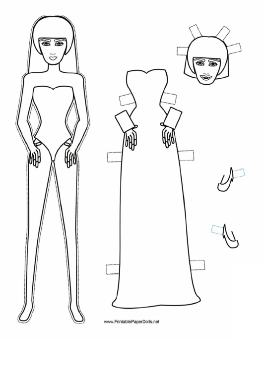 Long Dress Paper Doll Coloring Pages Printable pdf