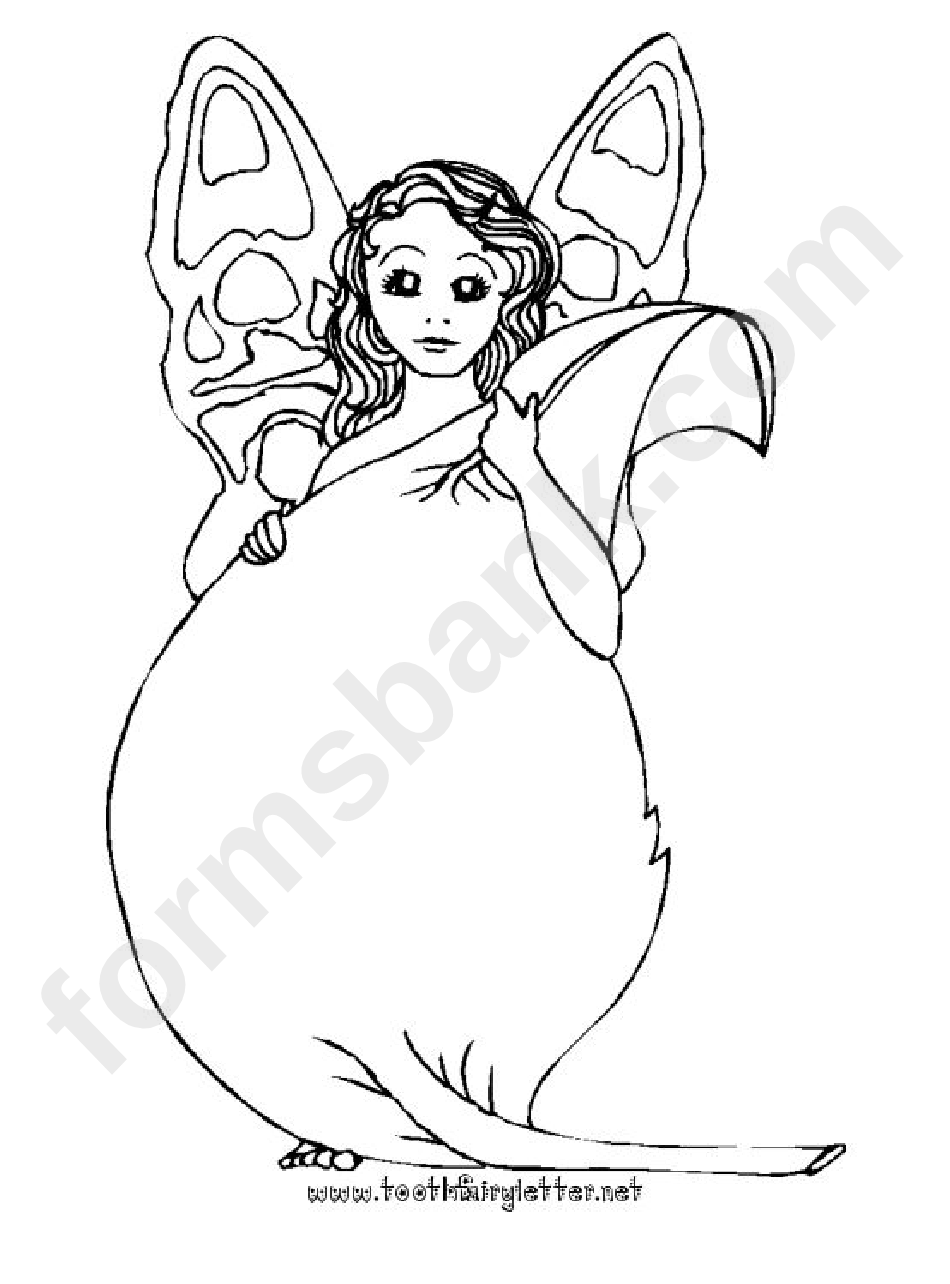 Fairy With Big Leaf Coloring Page