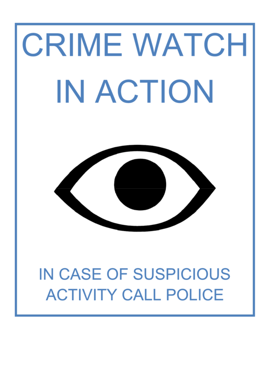 Crime Watch In Action Sign Template Printable pdf