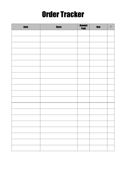 Order Tracker Checklist Printable pdf