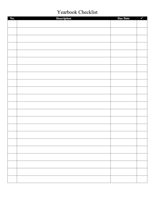 Yearbook Checklist Printable pdf