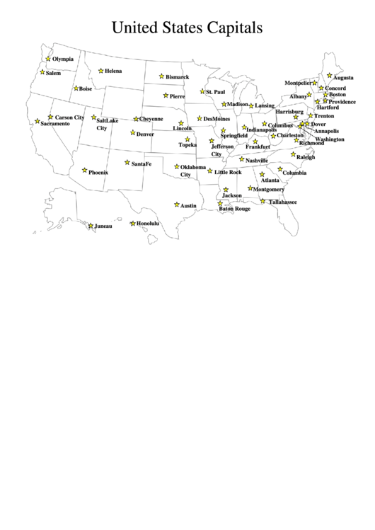 United States Capitals Printable pdf