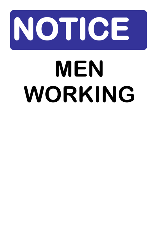 Notice Men Working Sign Printable pdf