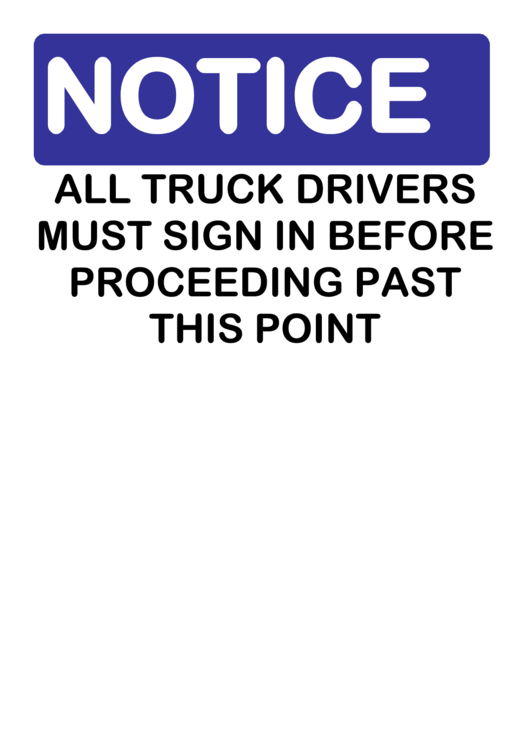Notice Truck Drivers Sign Printable pdf