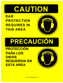 Caution Required Ear Protection Bilingual