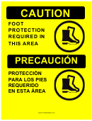 Caution Foot Protection Required Bilingual