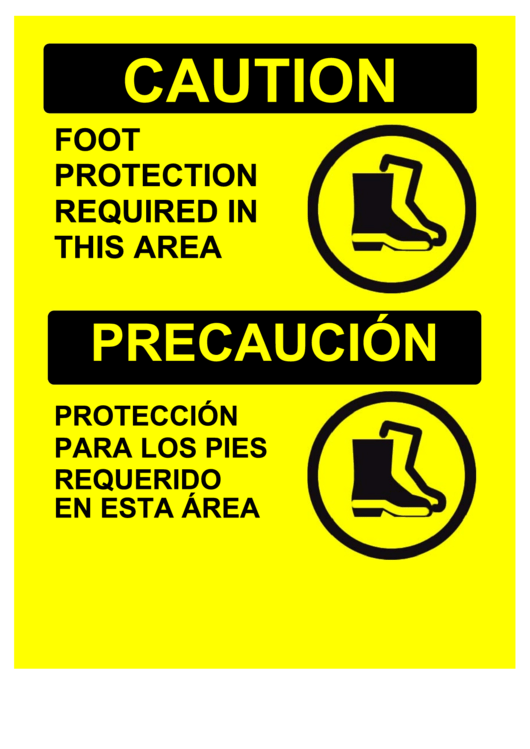 Caution Foot Protection Required Bilingual Printable pdf