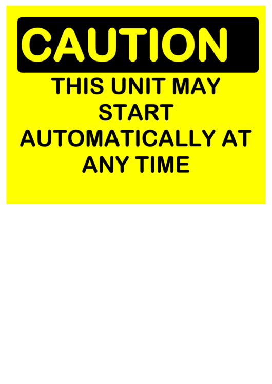 Caution Auto Start Printable pdf