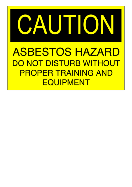 Caution Asbestos Hazard printable pdf download