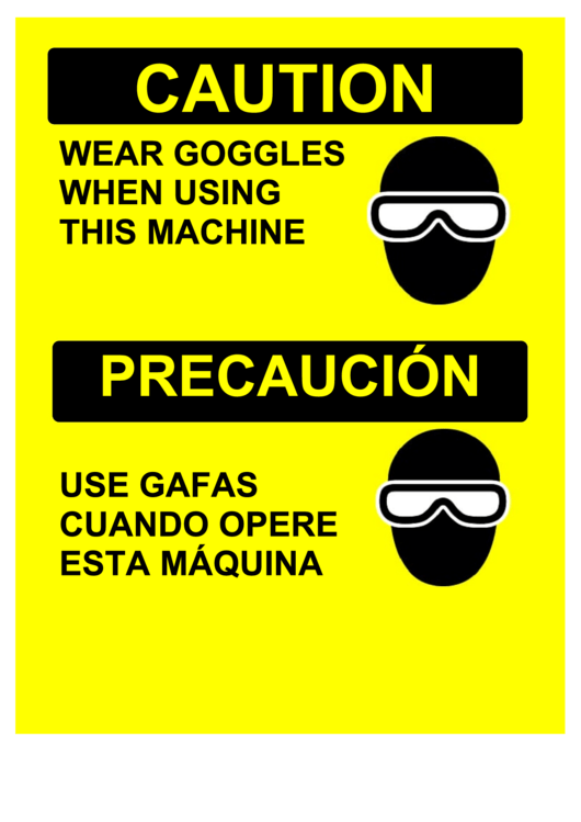 Caution Goggles Required Bilingual Printable pdf