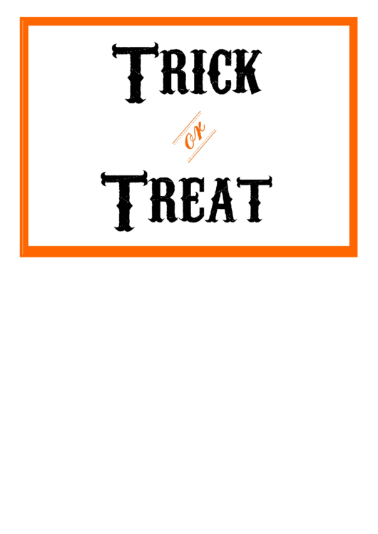 Fillable Trick Or Treat Sign Printable pdf