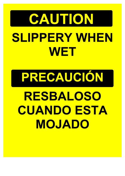 Caution Slippery Bilingual Printable pdf