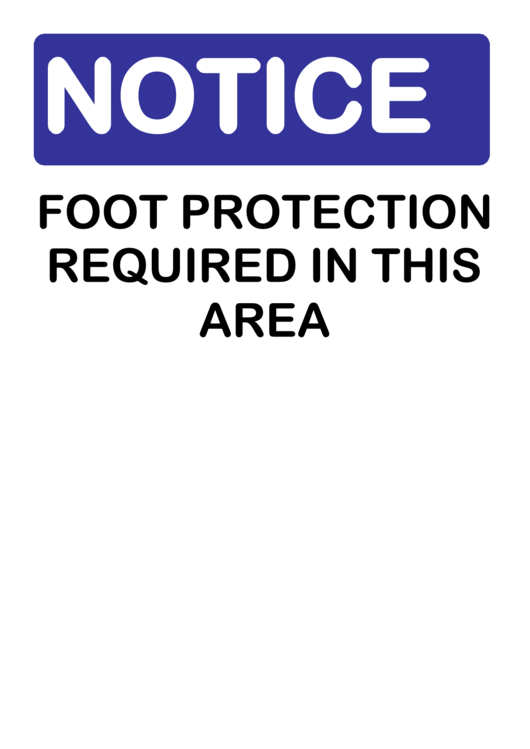 Notice Foot Protection Sign Printable pdf