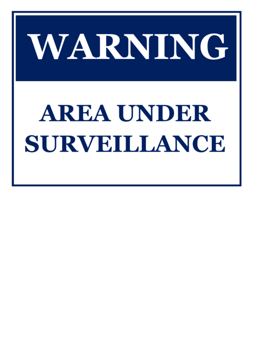 Area Under Surveillance Sign Printable pdf