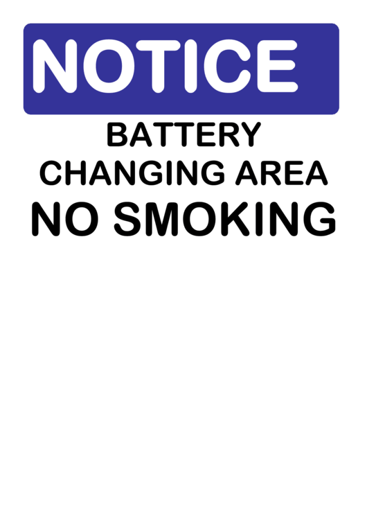 Notice Battery Changing Sign Printable pdf