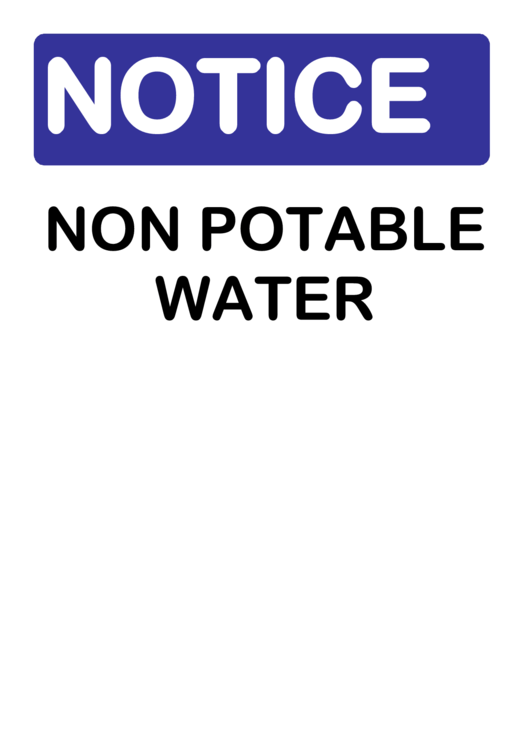 Notice Non Potable Water Sign Printable pdf