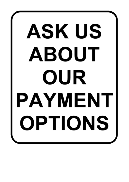 Payment Options Sign Printable pdf