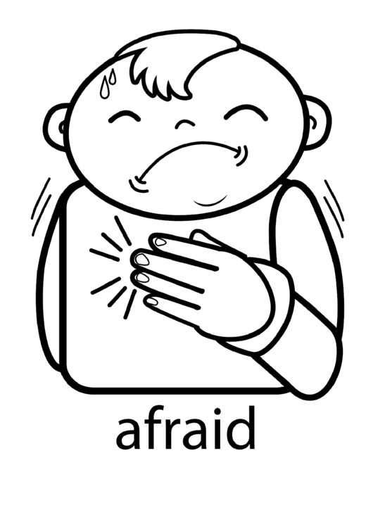 Sign Language Words: Afraid Sign Printable pdf