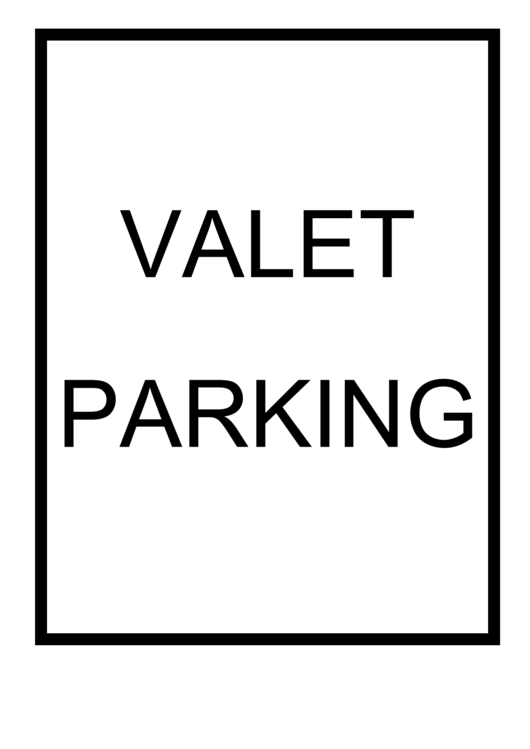 Valet Parking Black Sign Printable pdf