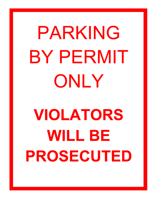 Parking By Permit Only Sign Printable pdf