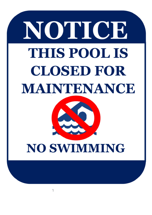 Pool Closed Maintenance Printable pdf
