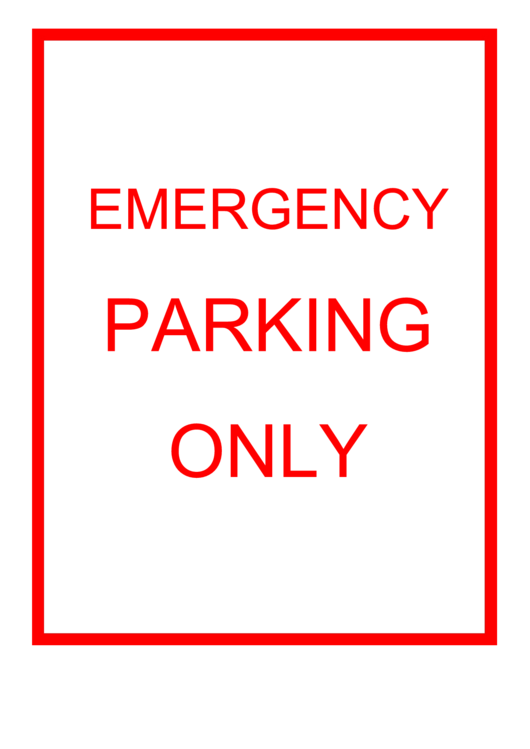Emergency Parking Only Sign Printable pdf