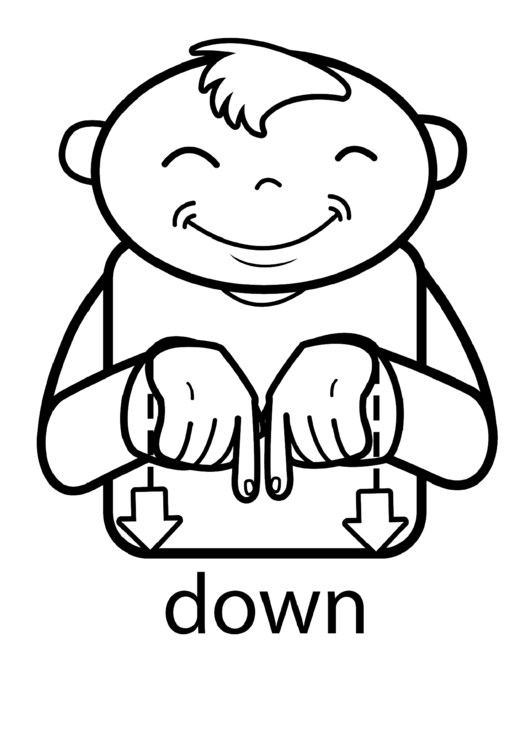 Down Sign (Sign Language Words) Printable pdf