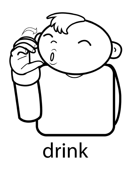 Sign Language Words: Drink Sign Printable pdf