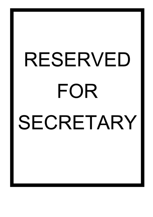 Reserved For Secretary Sign Printable pdf
