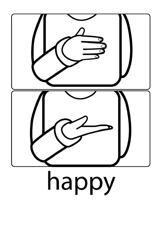 Sign Language Words: Happy Sign Printable pdf
