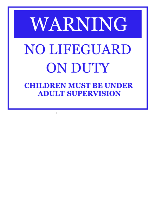 No Lifeguard On Duty Printable pdf