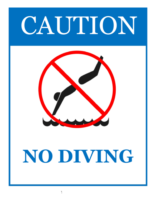 Caution - No Diving Printable pdf