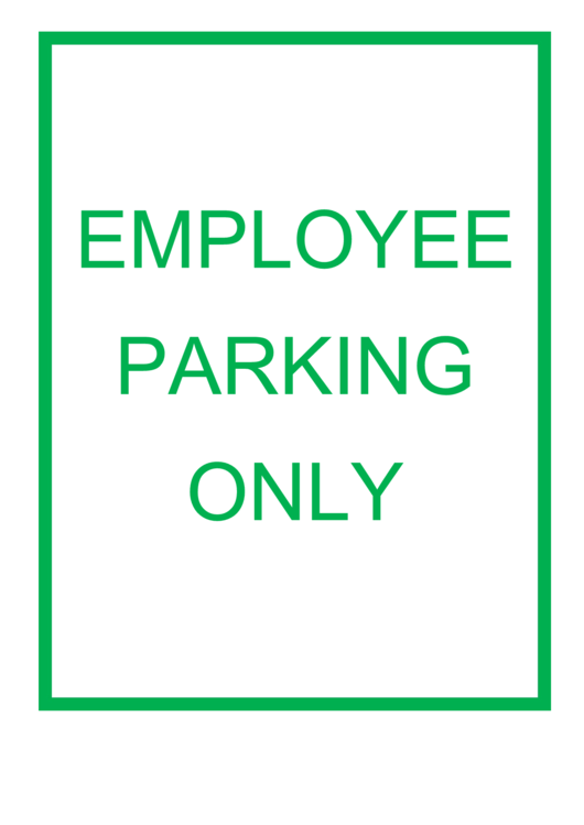 Employee Parking Only Green Sign Printable pdf