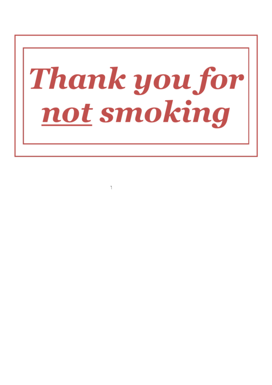 Thank You For Not Smoking Sign Printable pdf