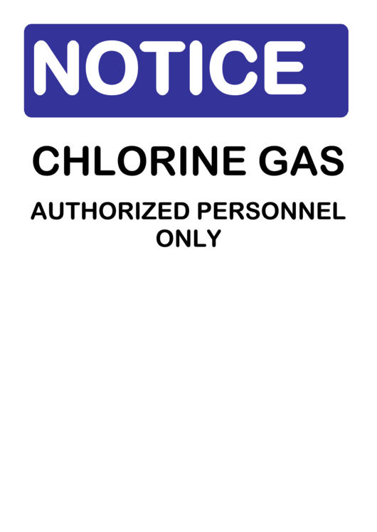 Notice Chlorine Gas Sign Printable pdf